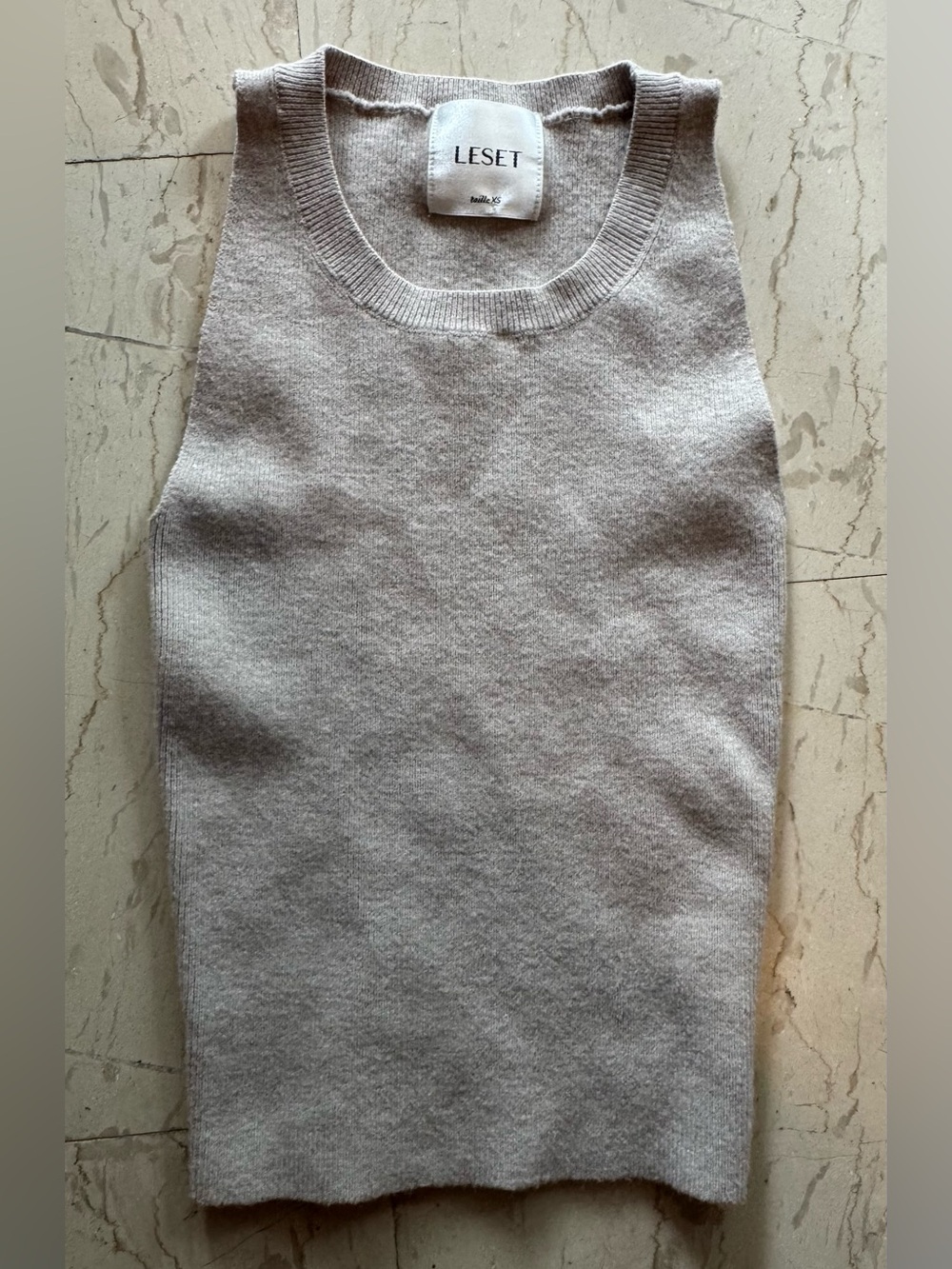 Women LESET Oatmeal Sleeveless Knit Tank Top Shirt Sz XS